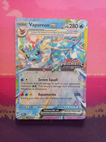 Pokemon Card Vaporeon ex Prismatic Evolutions STAMPED 023/131 Near Mint