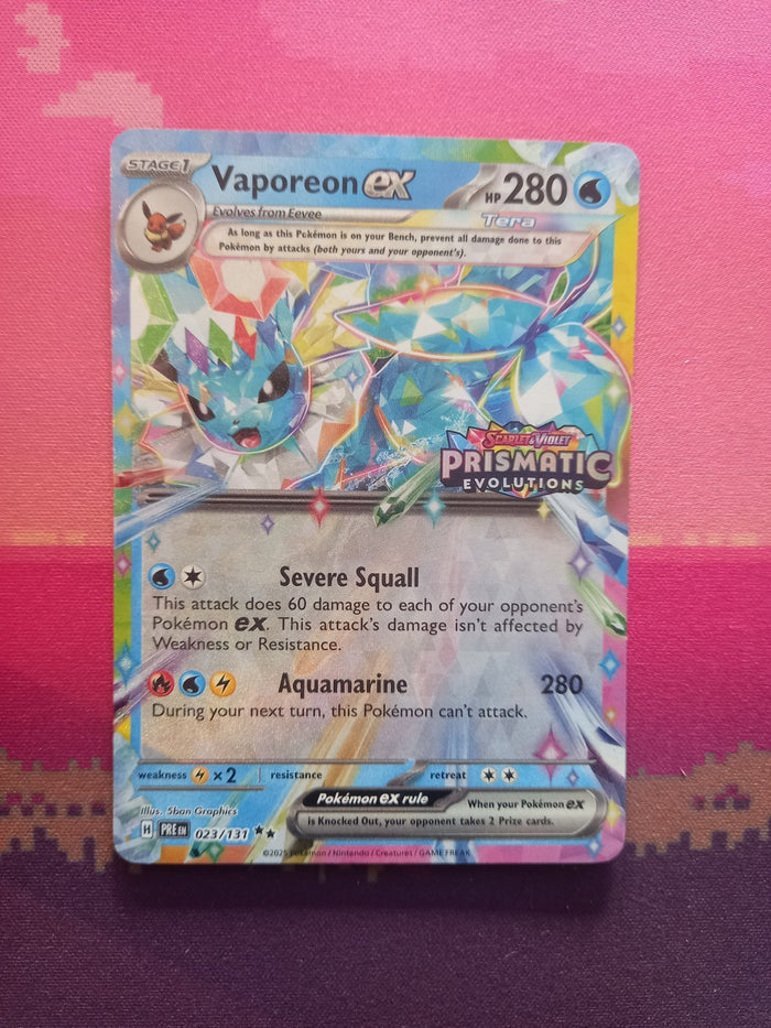 Pokemon Card Vaporeon ex Prismatic Evolutions STAMPED 023/131 Near Mint