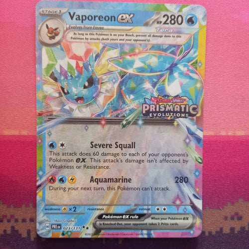 Pokemon Card Vaporeon ex Prismatic Evolutions STAMPED 023/131 Near Mint