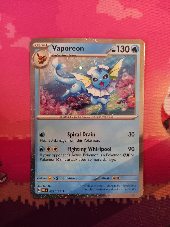 Pokemon Card Vaporeon Prismatic Evolutions Cosmo Holo Rare 022/131 Near Mint