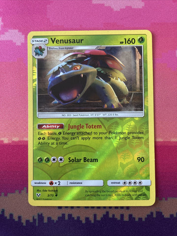 Pokemon Card Venusaur Shining Legends Reverse Holo Uncommon 3/73 Near Mint