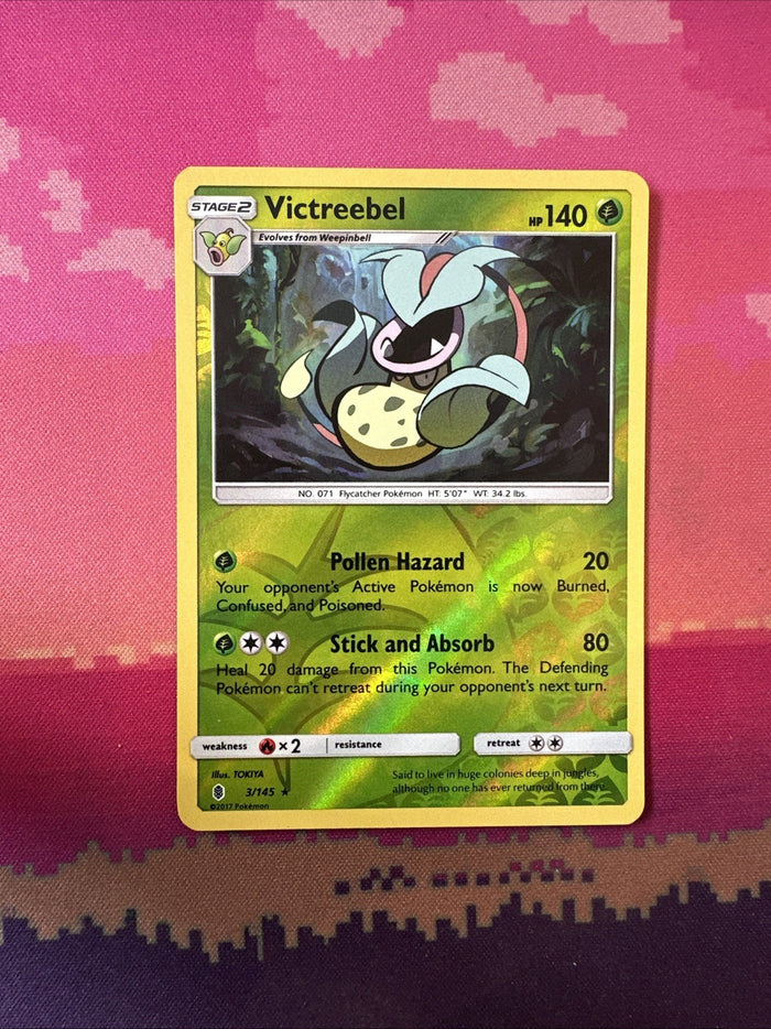 Pokemon Card Victreebel Guardians Rising Reverse Holo Rare 3/145 Near Mint