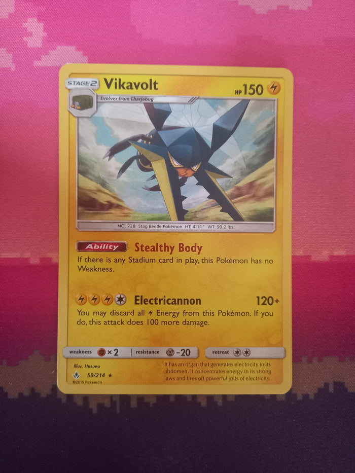 Pokemon card Vikavolt 59/214 Holo Unbroken Bonds Near Mint