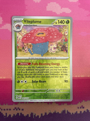 Pokemon Card Vileplume Scarlet & Violet Reverse Holo Rare 045/165 Near Mint