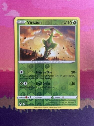 Pokemon Card Virizion Silver Tempest Reverse Holo Rare 014/195 Near Mint