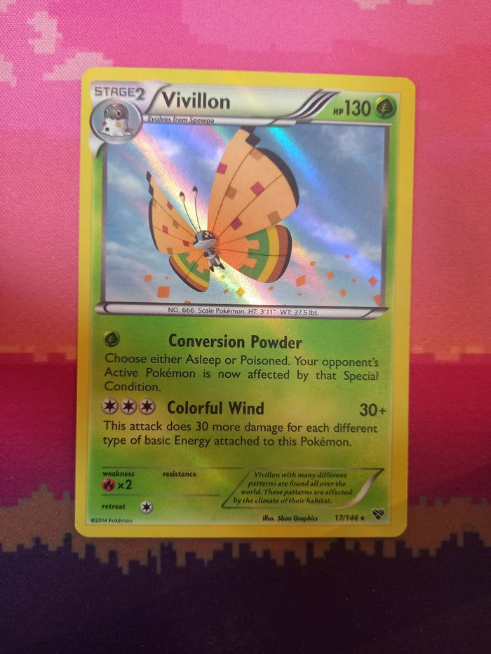 Pokemon Card Vivillon XY Holo 17/146 Near Mint