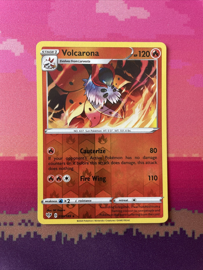 Pokemon Card Volcarona Darkness Ablaze Reverse Holo Rare 030/189 Near Mint