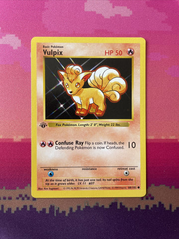 Pokemon Card Vulpix Shadowless Base Set 1st Edition Common 68/102 Near Mint