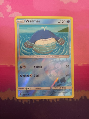 Pokemon card Wailmer 29/145 Reverse Holo Guardians Rising Near Mint
