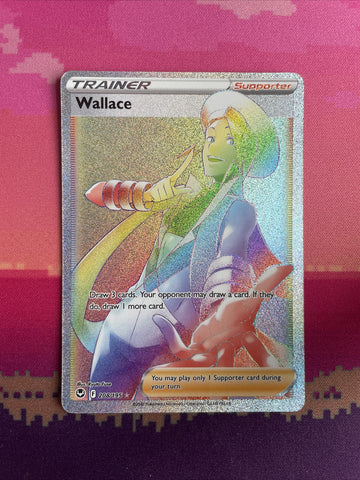 Pokemon Card Wallace 208/195 Rainbow Rare Silver Tempest Near Mint