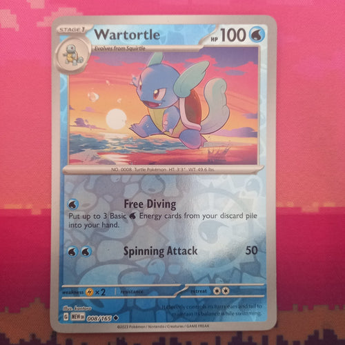 Pokemon Card Wartortle Scarlet & Violet 151 Reverse Holo 008/165 Near Mint