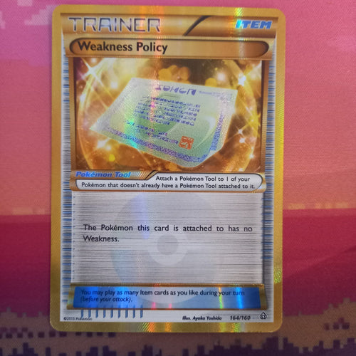 Pokemon Card Weakness Policy 164/160 Secret Rare Primal Clash Near Mint