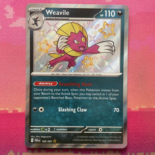 Pokemon Card Weavile 183/091 Shiny Paldean Fates Near Mint