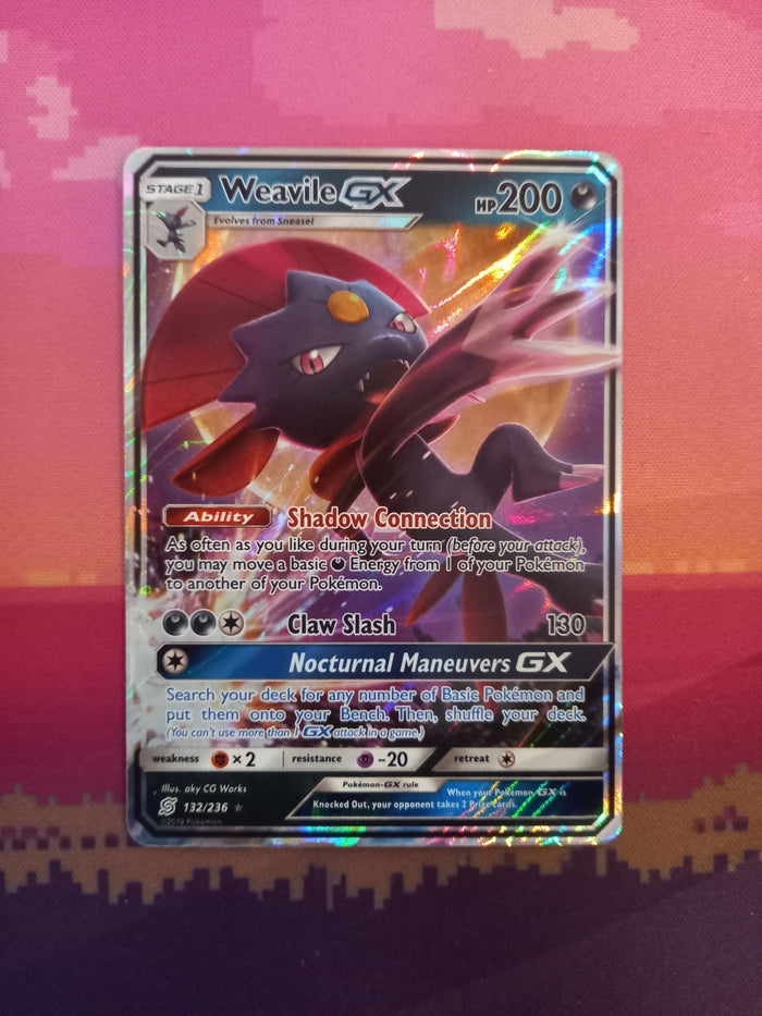 Pokemon Card Weavile GX 132/236 Ultra Rare Unified Minds Near Mint