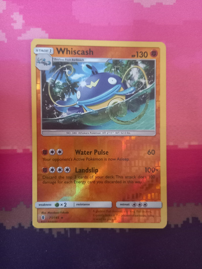 Pokemon card Whiscash 71/145 Reverse Holo Guardians Rising Near Mint