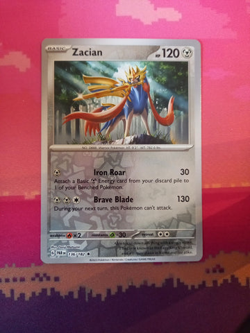 Pokemon Card Zacian Paradox Rift Reverse Holo Rare 136/182 Near Mint