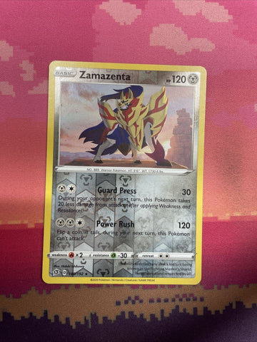 Pokemon Card Zamazenta Rebel Clash Reverse Holo Rare 140/192 Near Mint