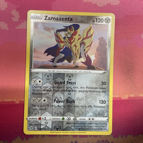 Pokemon Card Zamazenta Rebel Clash Reverse Holo Rare 140/192 Near Mint