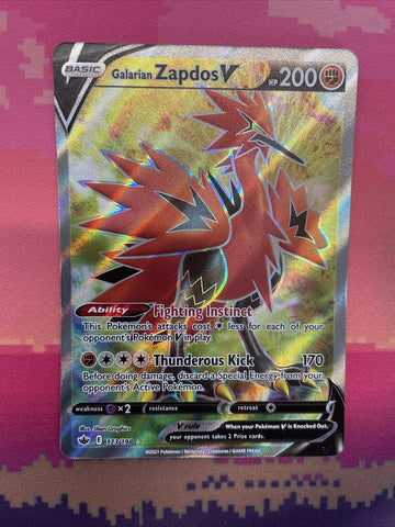 Pokemon Card Zapdos V 173/198 Chilling Reign Ultra Rare  Near Mint