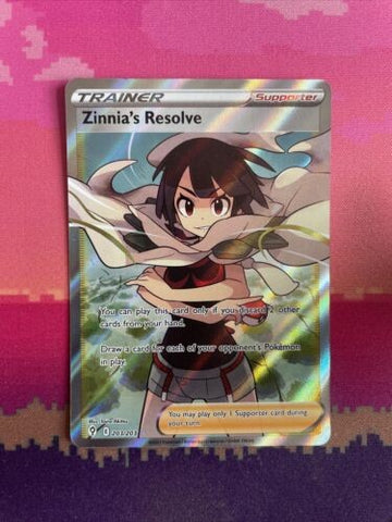 Pokemon Card Zinnia's Resolve 203/203 Ultra Rare Full Evolving Skies Near Mint