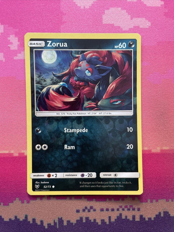Pokemon Card Zorua Shining Legends Reverse Holo 52/73 Near Mint