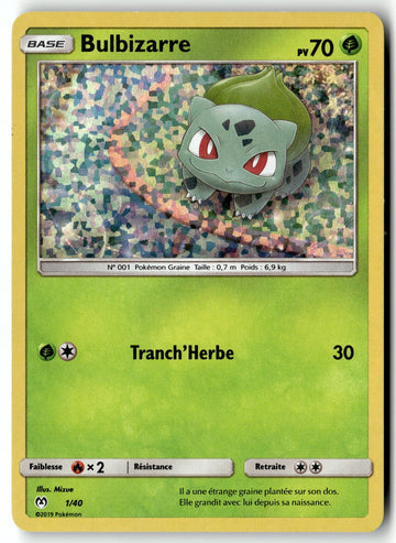 Pokemon Card Bulbasaur LP Shining Legends FRENCH MCDONALDS 2019 1/40