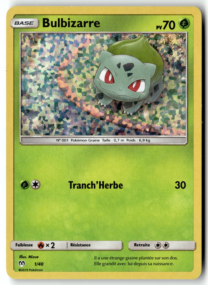 Pokemon Card Bulbasaur LP Shining Legends FRENCH MCDONALDS 2019 1/40