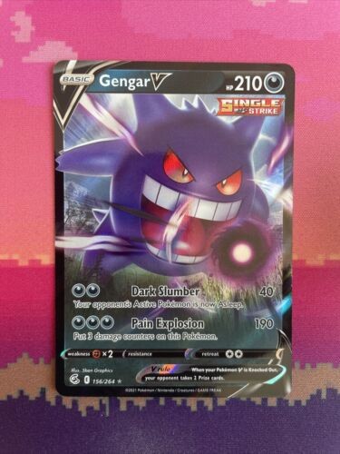 Pokemon Cards Gengar V 156/264 Ultra Rare Fusion Strike Near Mint