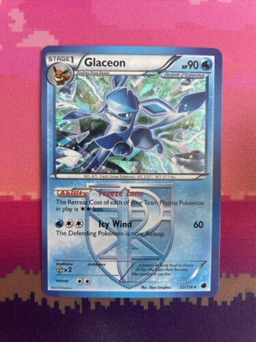Pokemon Cards Glaceon Plasma Freeze Cracked Ice Holo Rare 23/116 Near Mint