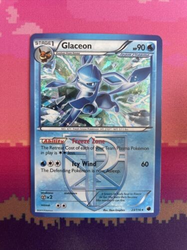 Pokemon Cards Glaceon Plasma Freeze Cracked Ice Holo Rare 23/116 Near Mint