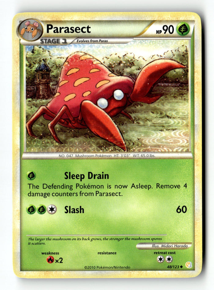 Pokemon Card Parasect Normal LP HeartGold SoulSilver 48/123