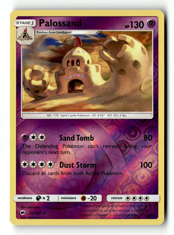 Pokemon Card Palossand Reverse Holo LP SM - Burning Shadows 62/147