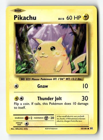 Pokemon Card Pikachu Normal LP XY - Evolutions 35/108