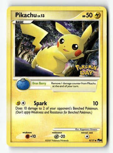 Pokemon Card Pikachu (Pokemon Day Stamped) Normal LP POP Series 6 009/017