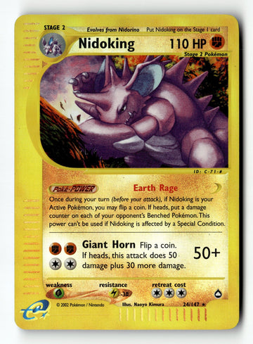 Pokemon Card Nidoking Reverse Holo LP Aquapolis 24/147