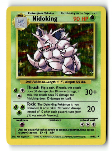 Pokemon Card Nidoking Holo LP Base Set 11/102