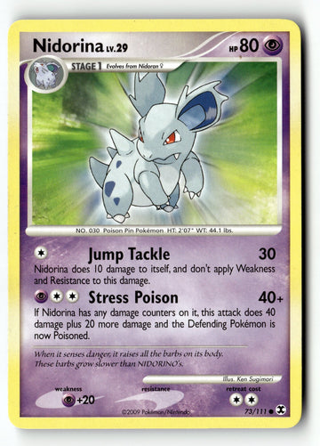 Pokemon Card Nidorina Normal LP Rising Rivals 73/111