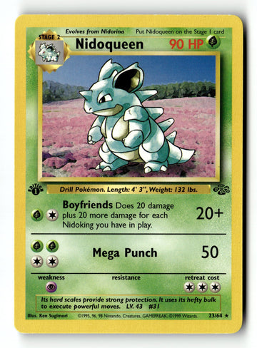 Pokemon Card Nidoqueen (23) 1st Edition LP Jungle 23/64