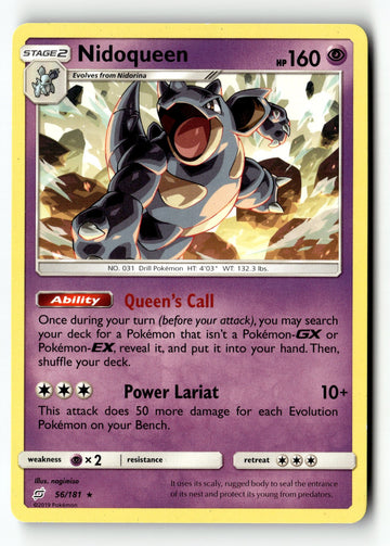 Pokemon Card Nidoqueen Normal LP SM - Team Up 56/181