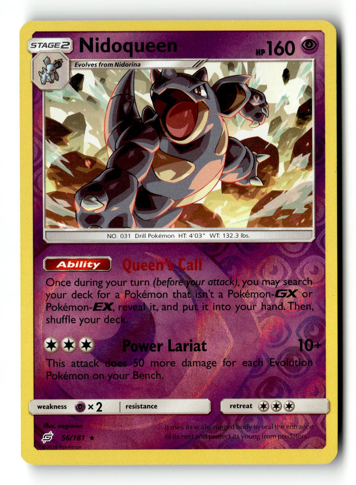 Pokemon Card Nidoqueen Reverse Holo LP SM - Team Up 56/181
