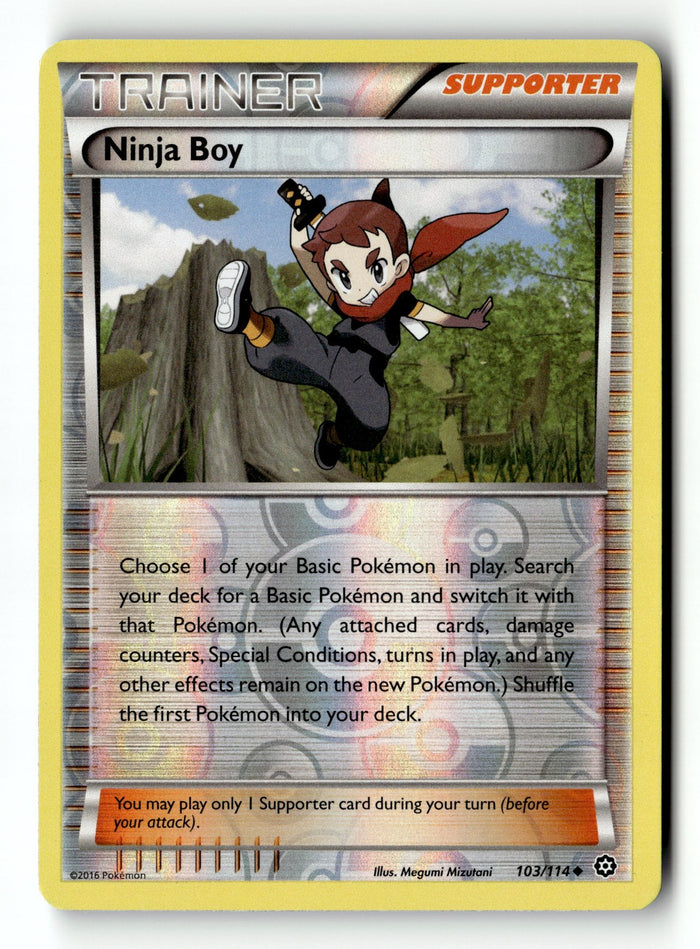 Pokemon Card Ninja Boy Reverse Holo LP XY - Steam Siege 103/114