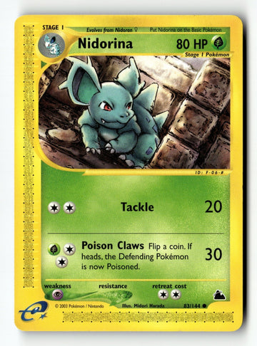 Pokemon Card Nidorina Normal LP Skyridge 83/144