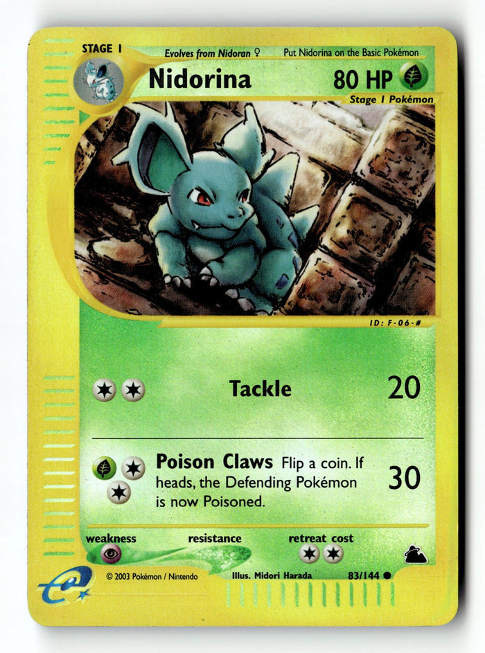 Pokemon Card Nidorina Reverse Holo LP Skyridge 83/144