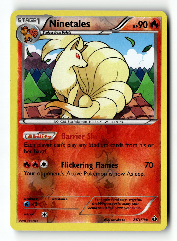 Pokemon Card Ninetales Reverse Holo LP XY - Primal Clash 21/160