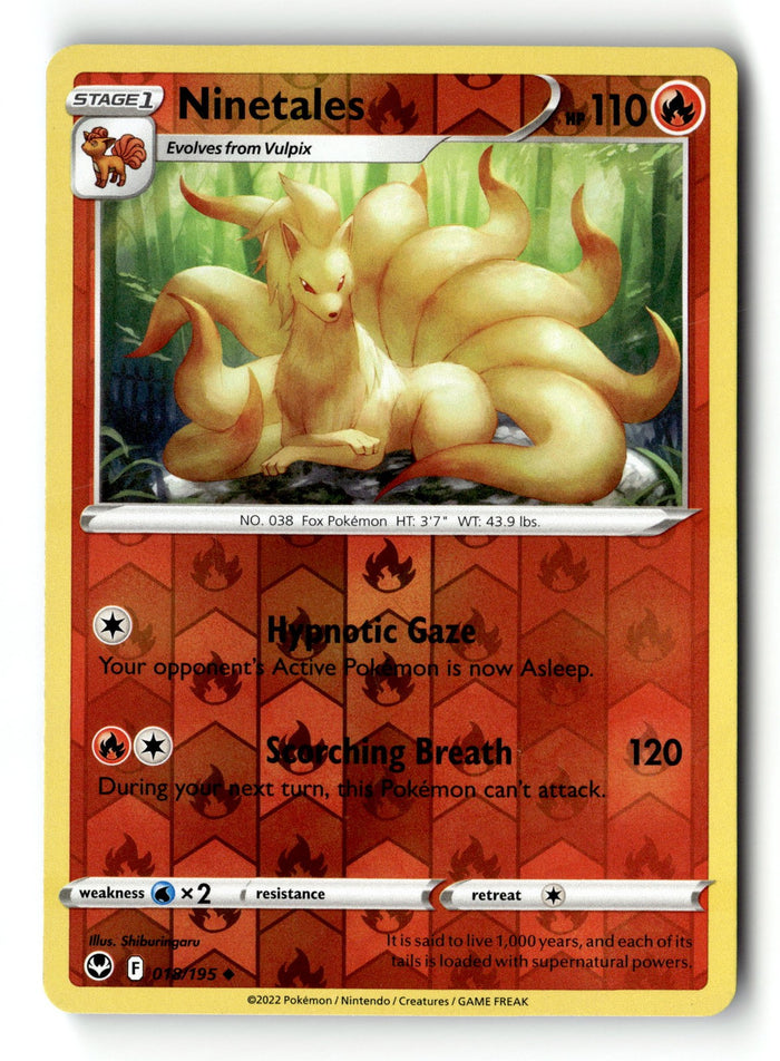 Pokemon Card Ninetales Reverse Holo LP SWSH12: Silver Tempest 018/195