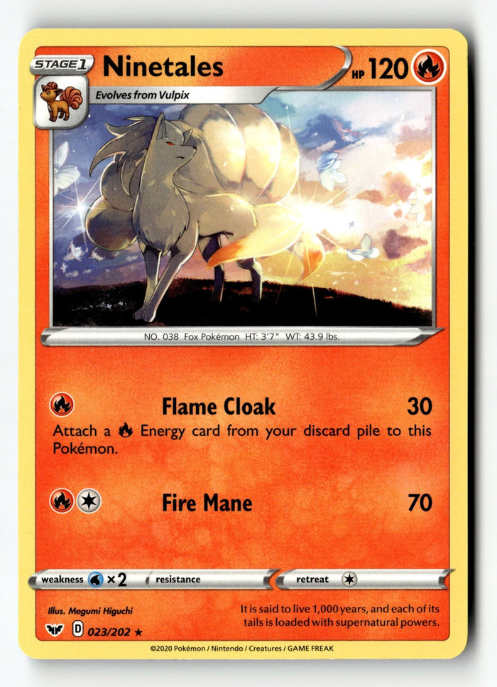 Pokemon Card Ninetales Normal LP SWSH01: Sword & Shield Base Set 023/202