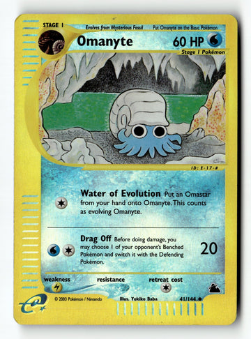 Pokemon Card Omanyte Reverse Holo LP Skyridge 41/144