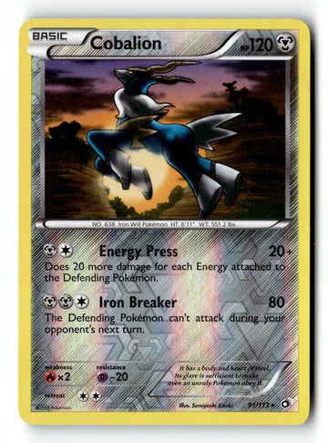 Pokemon Card Cobalion LP Legendary Treasures Reverse Holo Rare 91/113
