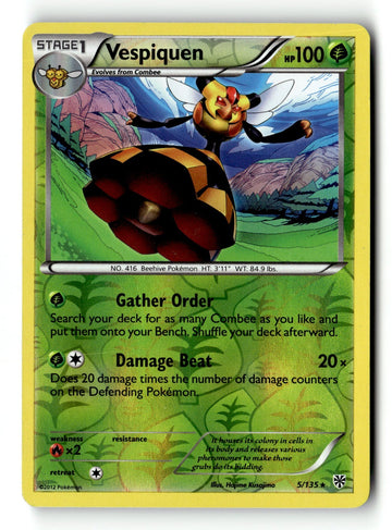 Pokemon Card Vespiquen Reverse Holo LP Plasma Storm 5/135