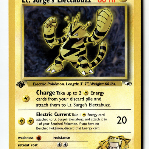 Pokemon Card Lt. Surge's Electabuzz (27) LP Gym Heroes 1st Edition Rare 027/132
